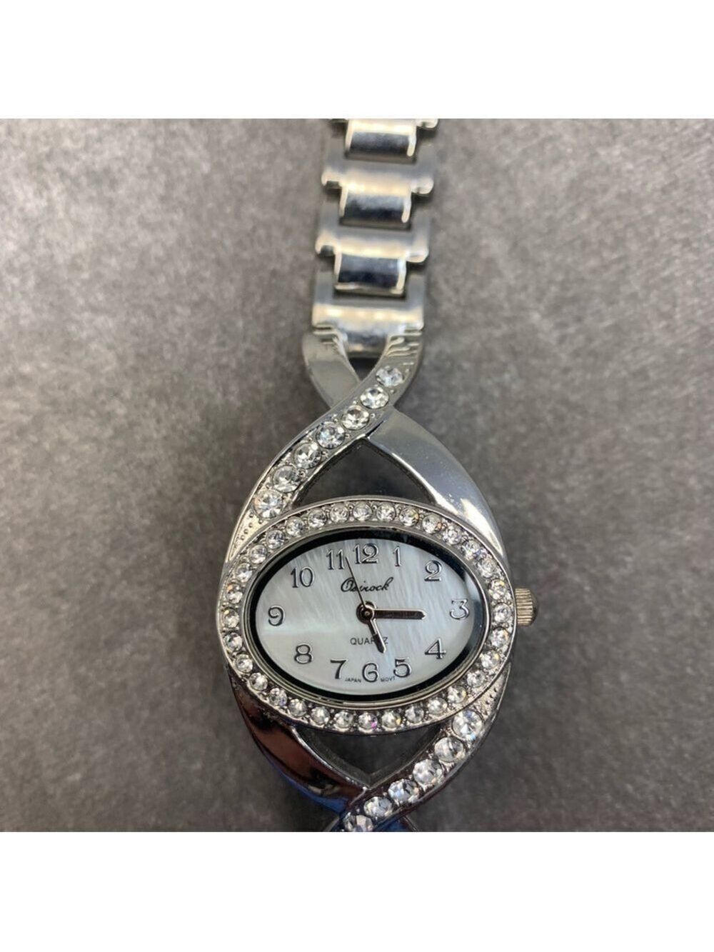 OSIROCK silver tone crystal rhinestone cubic zirconia stainless steel watch